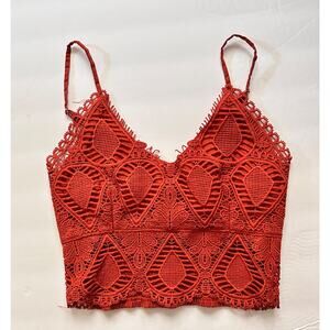 Say What Crochet Crop Tank Top Orange Womens Size Small Cutecore Barbie Y2K